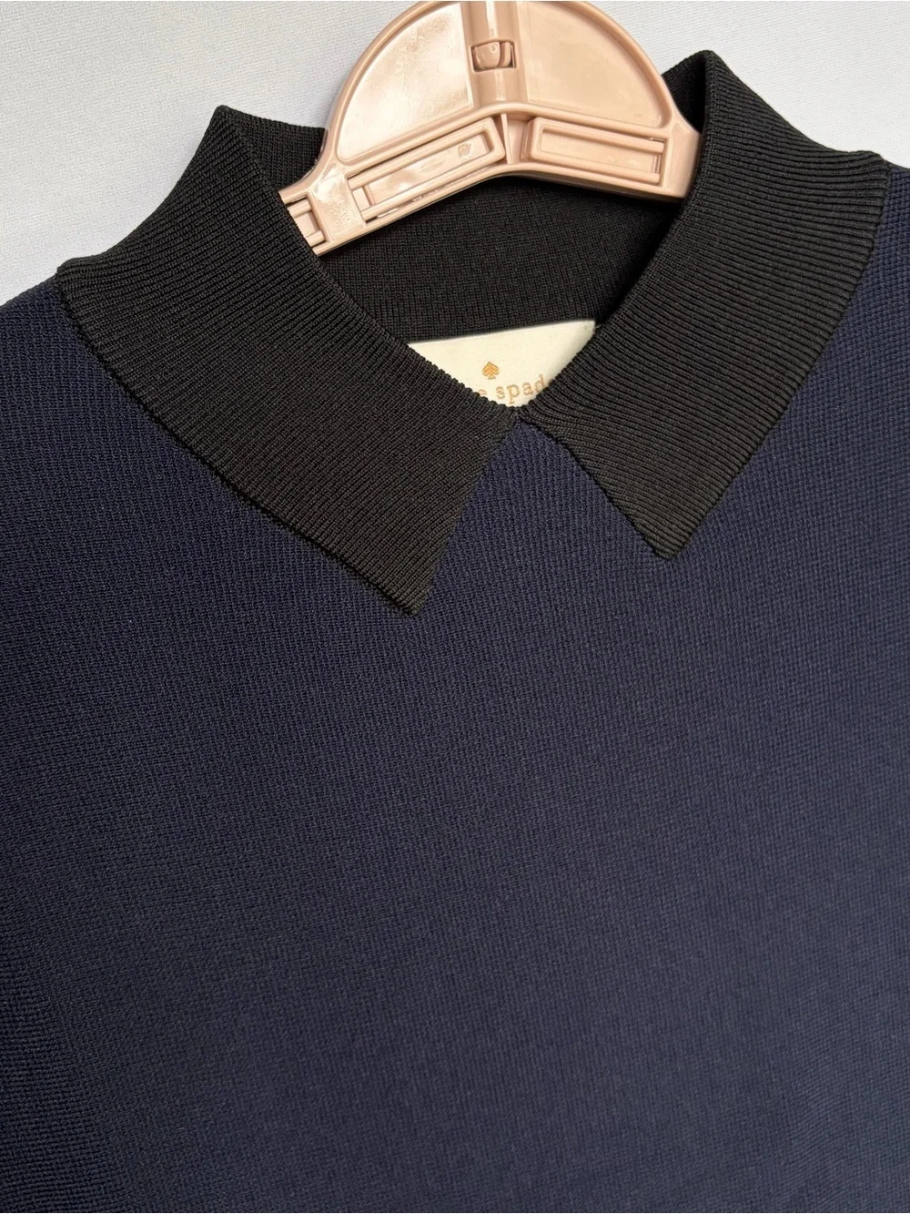 Kate Spade Trompe L’Oeil Dress Sz XS Navy Blue Black Peter Pan Collar Fit Flare